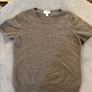 Charter Club Heather Gray Short Sleeve cashmere sweater with flaws